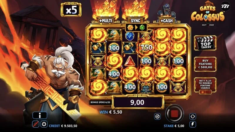 Gates of Colossus MultiChase - zmagovalna kombinacija v osnovni igri