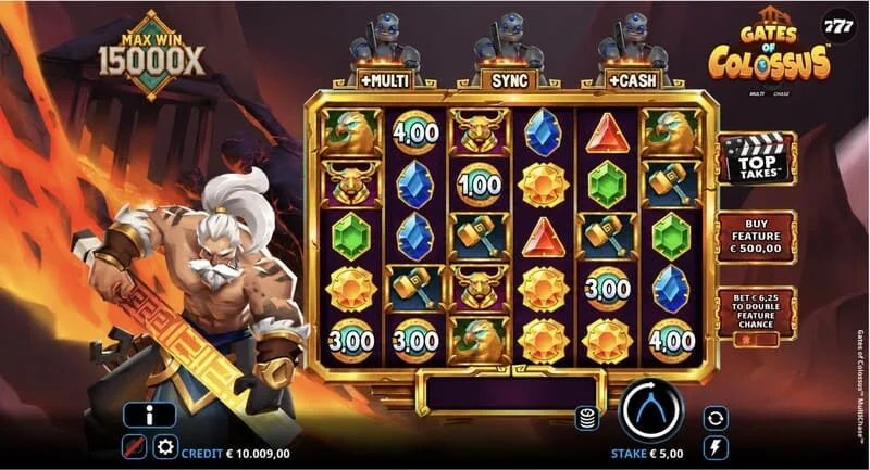 Gates of Colossus MultiChase - glavni zaslon z bobni 6×5